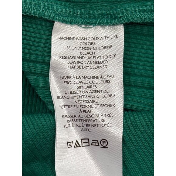 Pilcro Womens Sleeveless Ruffle V-Neck Tank Top Ribbed Kelly Green Size S NEW - Picture 7 of 8